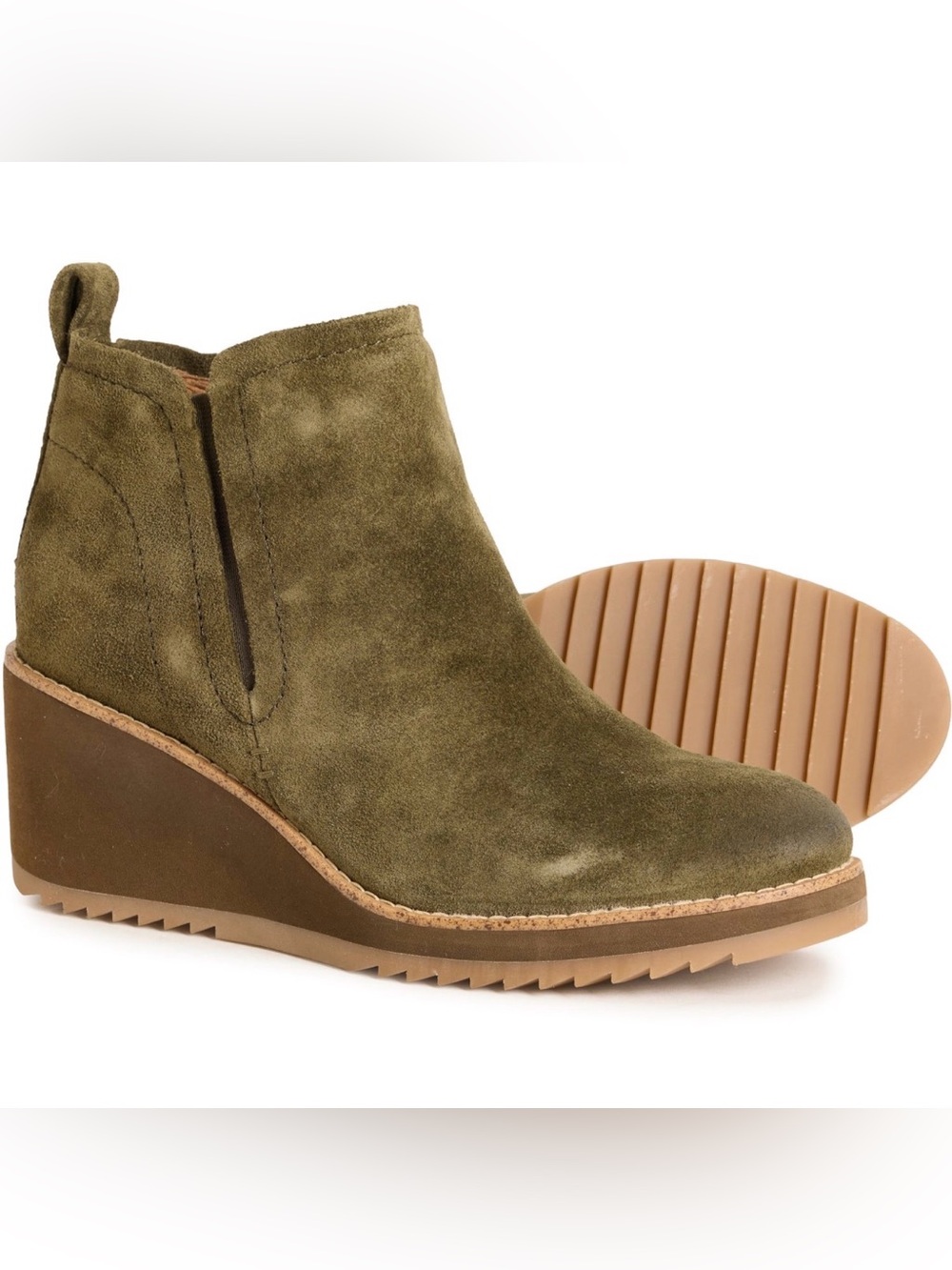 Sofft Emeree Wedge Boots - Waterproof, Suede 9.5 olive green